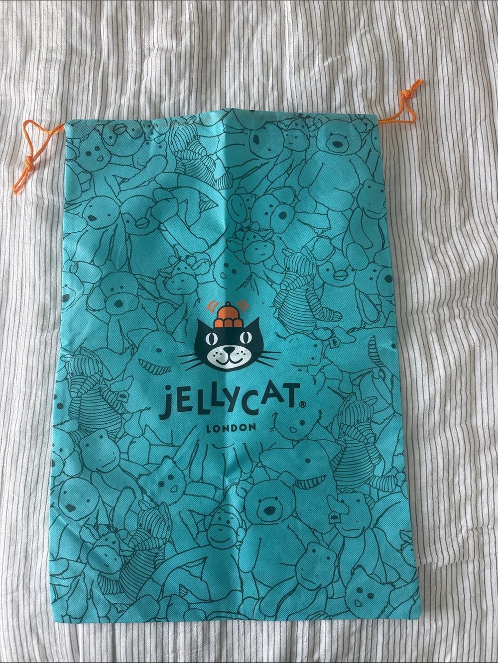 Jellycat Teal Drawstring Bag with Orange Ties - Picture 1 of 1
